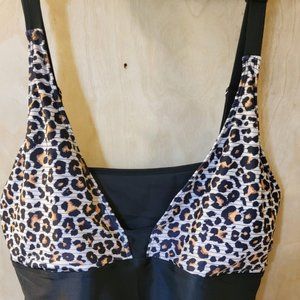 Black Leopard Womens Swimwear 2x